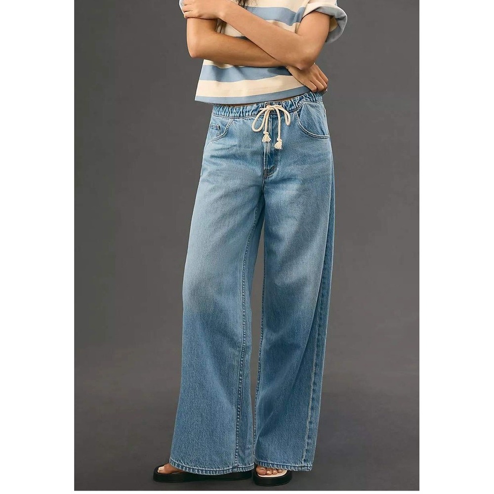 MOTHER SNACKS! The Drawn Fun Dip Nerdy Drawstring Wide-Leg Baggy Jeans Size 34